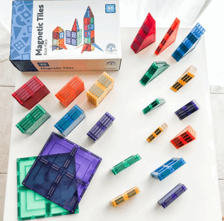 Learn and Grow Toys Magnetic Tiles Base Pack 64pc magnetic tiles