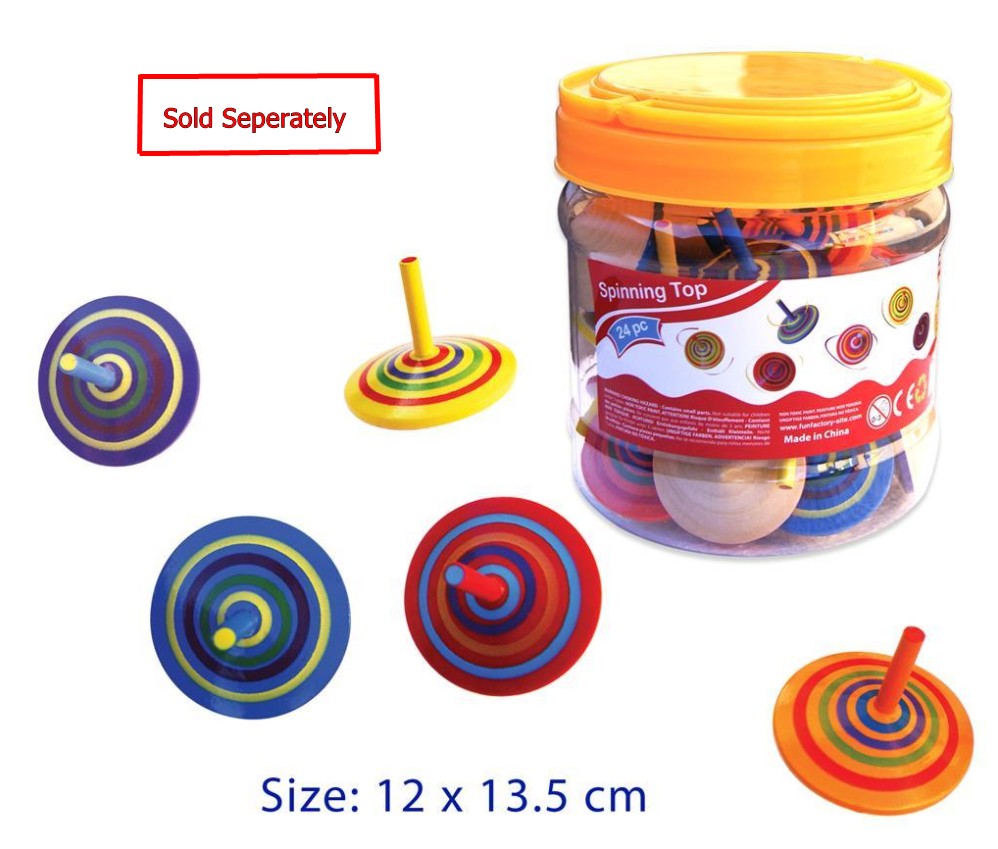 Spinning Top Wood Striped Small (individual)