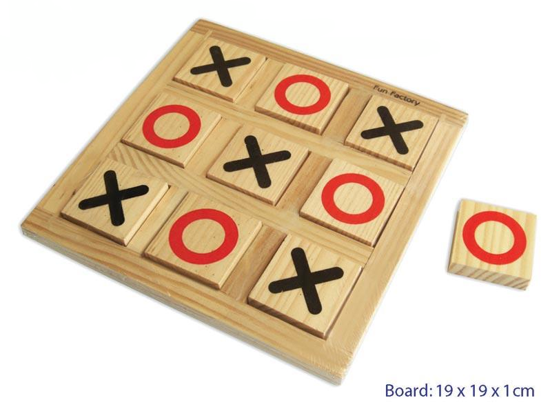Wooden tic-tac-toe game with larges easy to see pieces. Fun Factory & Viga Branded