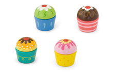 Load image into Gallery viewer, Viga Wooden Cupcakes 4pc Set
