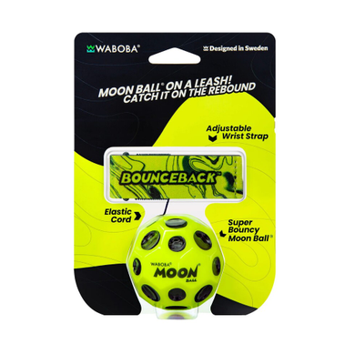 Waboba Moon Ball packaging with ball and wrist strap on a white background