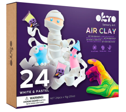 Okto Sensory Art 24 Colours Air Clay Creativity Set White & Pastel Art & Craft Kits
