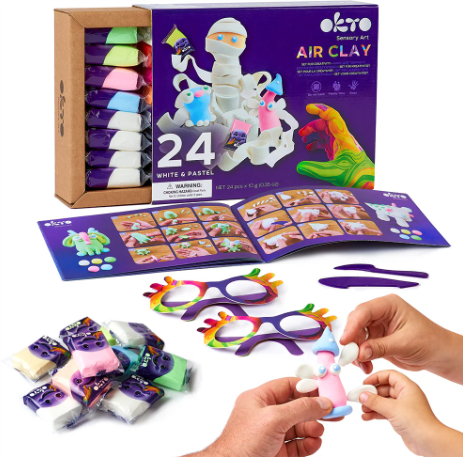 Okto Sensory Art 24 Colours Air Clay Creativity Set White & Pastel Art & Craft Kits