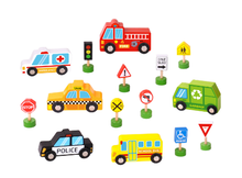 Load image into Gallery viewer, Tooky Toys Transportation Vehicles &amp; Street Signs
