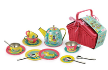 Load image into Gallery viewer, Kaper Kidz Tiger Tin Tea Set in Picnic Basket 18pc
