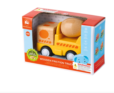 Wanborns Wooden Friction cement mixer truck in package