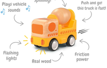 Load image into Gallery viewer, Wanborns Wooden Friction Concrete Mixer Truck with Light and Sound
