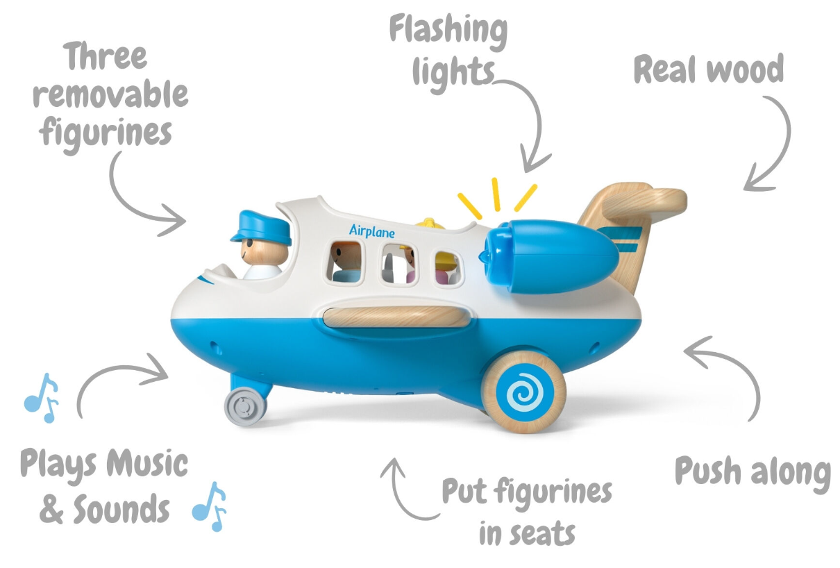 Wanborns Wooden Airplane with Sound and Lights