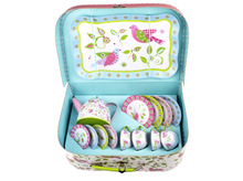 Load image into Gallery viewer, Kaper Kidz Bird Tin Tea Set in Suitcase
