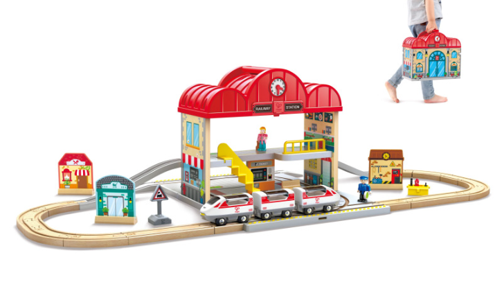 Hape Portable Train Station Set
