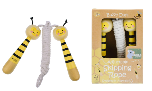 Buzzy Days Bee Wooden Adjustable Skipping Rope