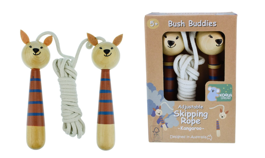 Bush Buddies Kangaroo Wooden Adjustable Skipping Rope