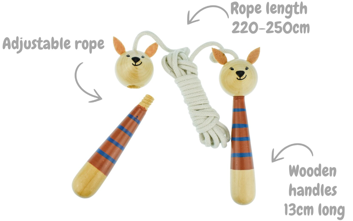 Bush Buddies Kangaroo Wooden Adjustable Skipping Rope