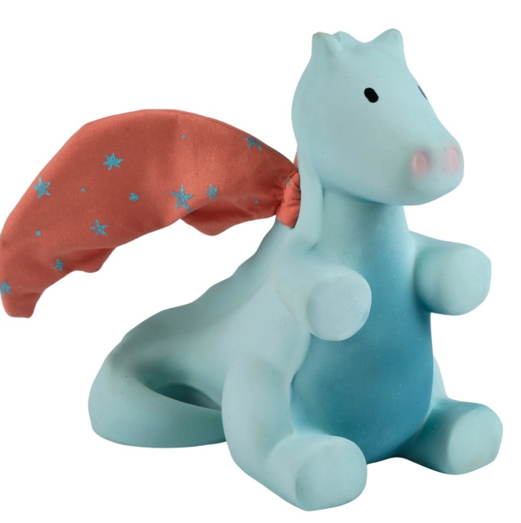 Tikiri Sunrise Dragon Rubber Teether Rattle & Bath Toy