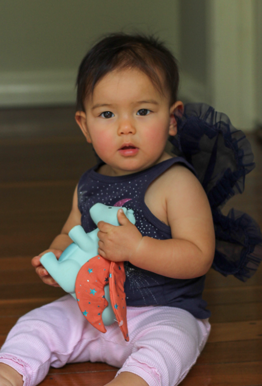 Tikiri Sunrise Dragon Rubber Teether Rattle & Bath Toy