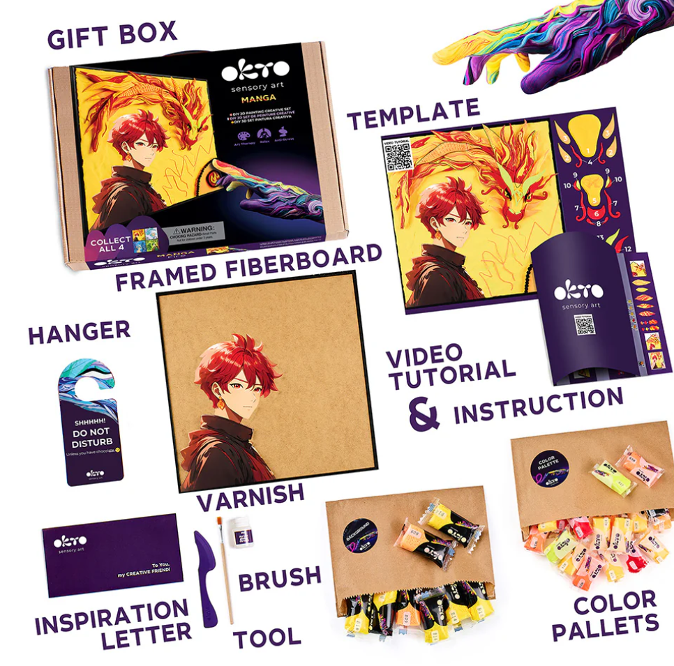 Okto Sensory Art DIY 3D Painting Manga FIRE 30cm x 40cm