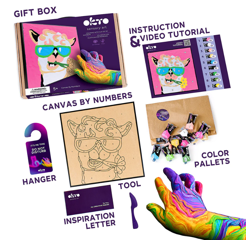 Okto Sensory Art LLAMA Colouring with Clay 29cm x 29cm