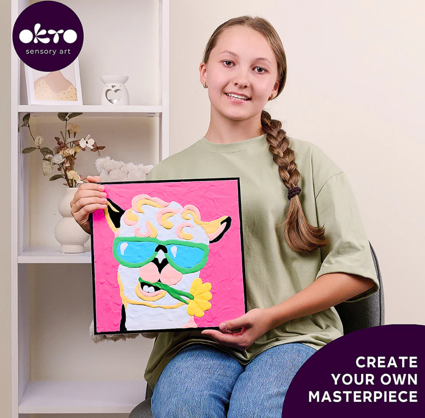 Okto Sensory Art LLAMA Colouring with Clay 29cm x 29cm
