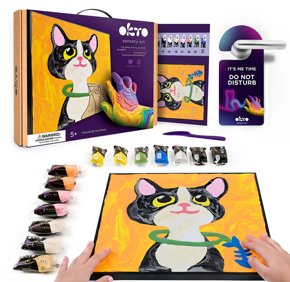 Okto Sensory Art CAT Colouring With Clay 29cm x 29cm