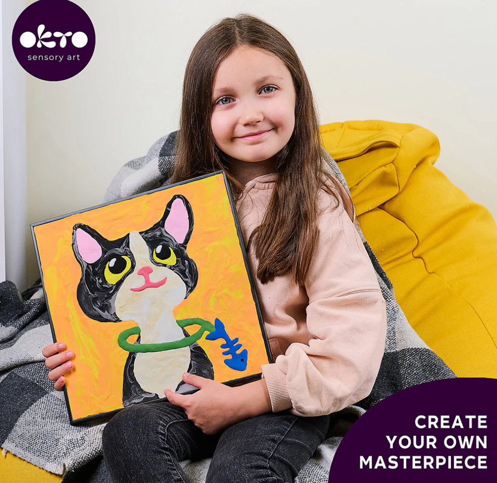Okto Sensory Art CAT Colouring With Clay 29cm x 29cm
