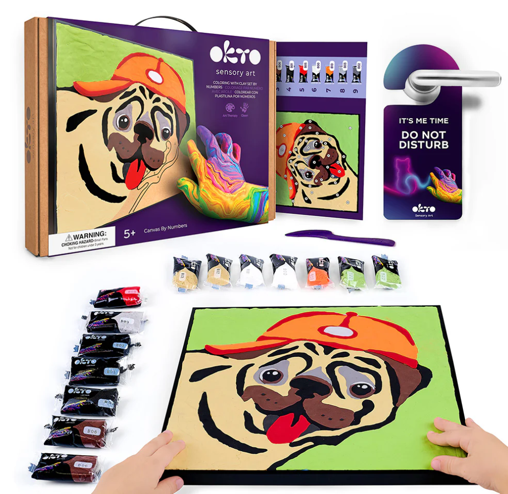 Okto Sensory Art PUG Colouring with Clay 29cm x 29cm