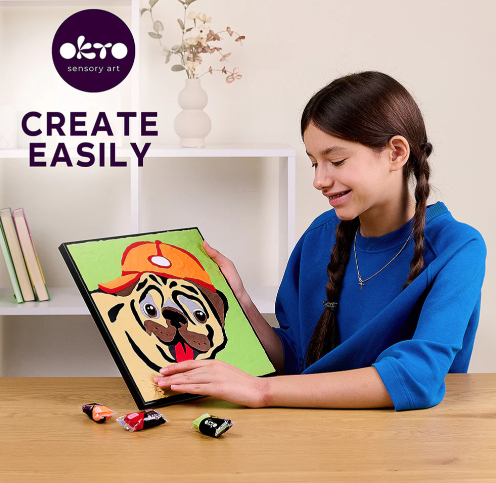 Okto Sensory Art PUG Colouring with Clay 29cm x 29cm