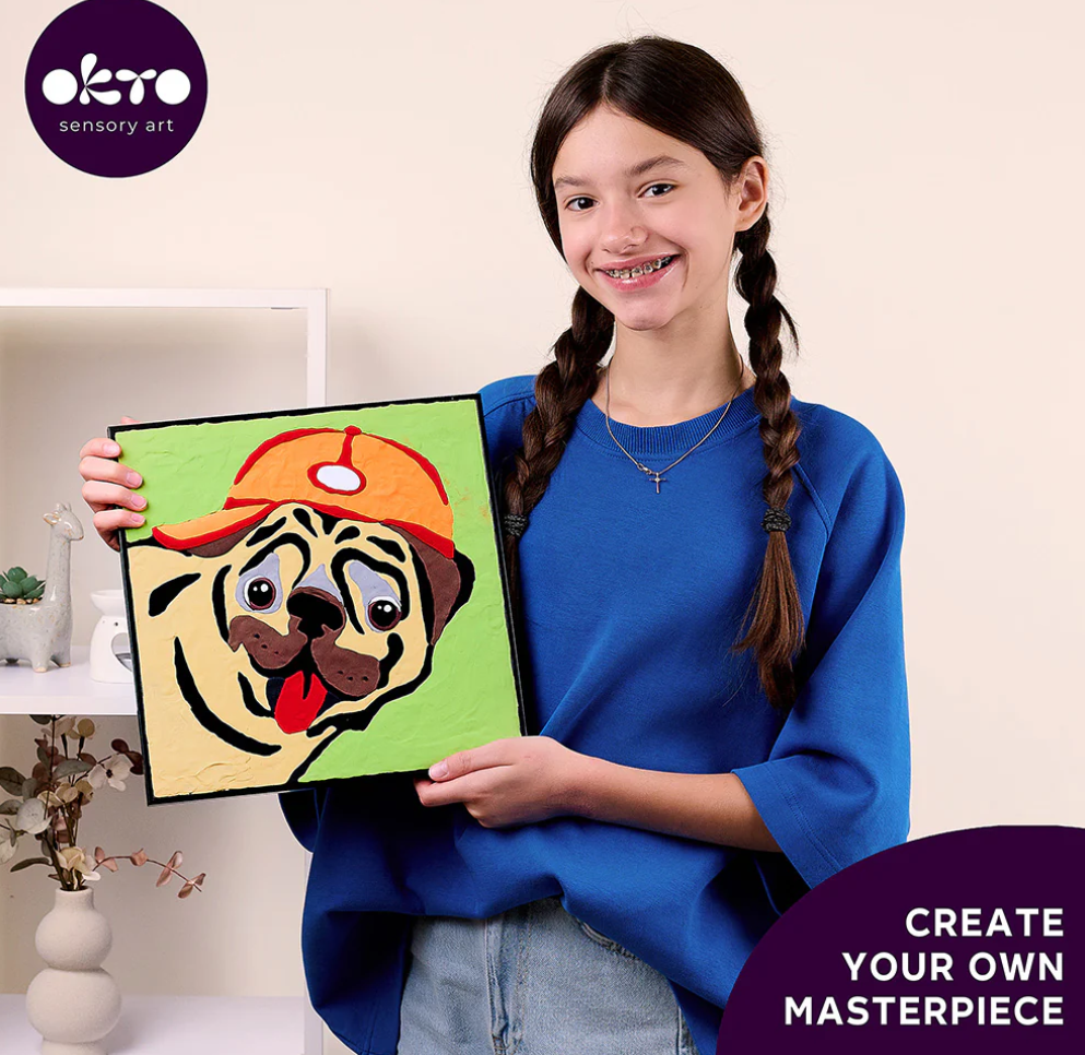 Okto Sensory Art PUG Colouring with Clay 29cm x 29cm