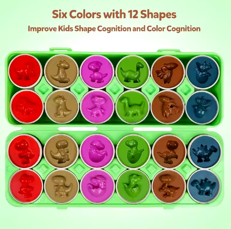 Matching Eggs Carton Dinosaurs 12pc Learning Aid