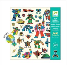 Load image into Gallery viewer, Djeco Metallic Robot Stickers 160pc

