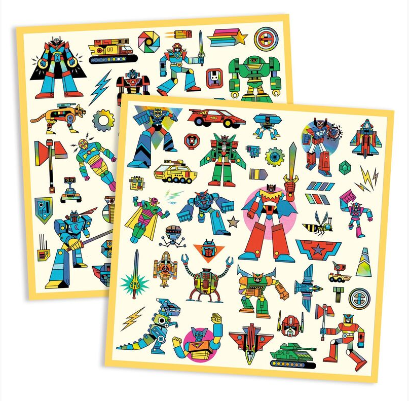 Djeco Metallic Robot Stickers 160pc Art and Craft