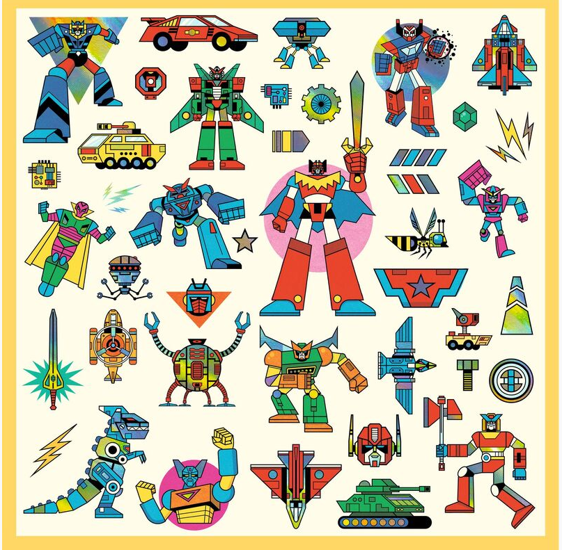 Djeco Metallic Robot Stickers 160pc Art and Craft