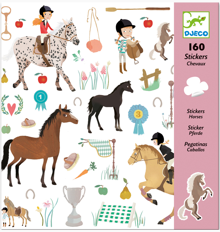 Djeco Stickers Horses 160pc Art and Craft