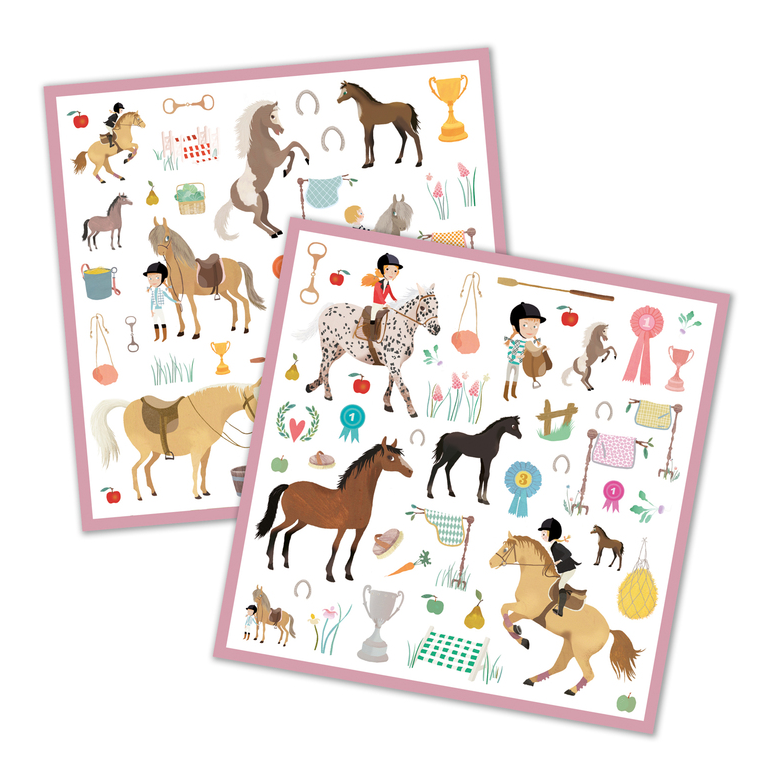 Djeco Stickers Horses 160pc Art and Craft