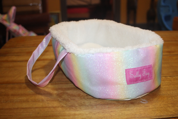 Sally Fay Rainbow Fur Lined Moses Basket Doll