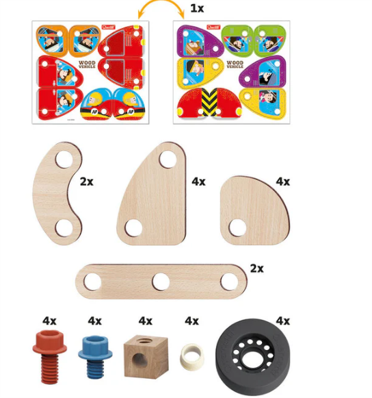 Quercetti Play Bio Wood Vehicle Construction Toy