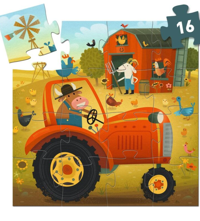 Djeco Tractor 16pc Silhouette Puzzle