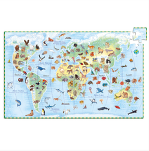 Load image into Gallery viewer, Djeco World Animals 100pc Observation Puzzle &amp; Booklet
