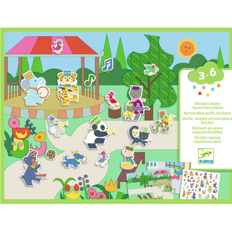 Djeco Fanfare 30pc ReusablePuffy Stickers