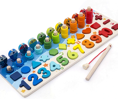 Wooden Counting 5 in 1 Set OCEAN Learning Aid