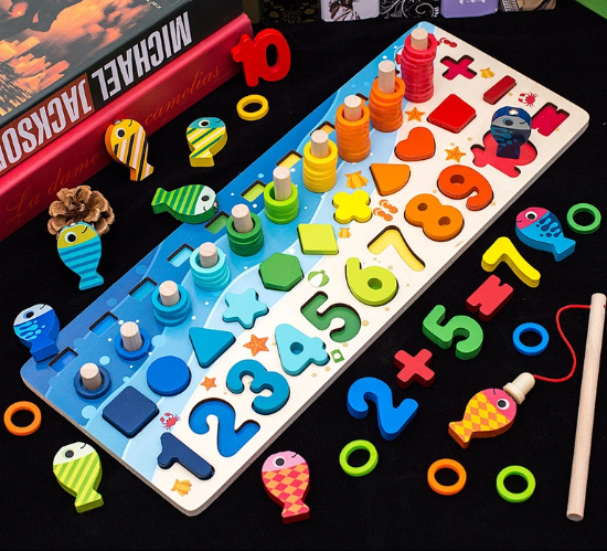 Wooden Counting 5 in 1 Set OCEAN Learning Aid