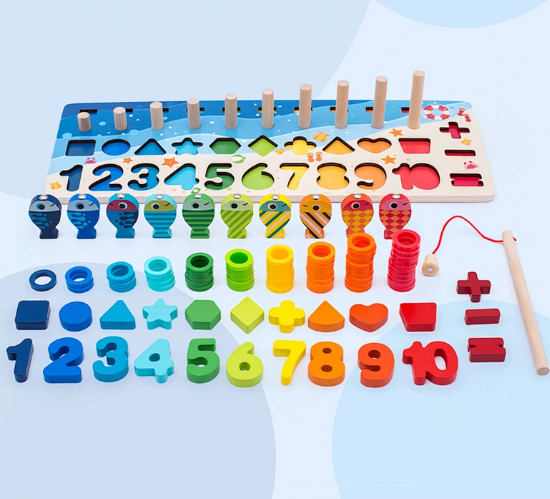 Wooden Counting 5 in 1 Set OCEAN Learning Aid