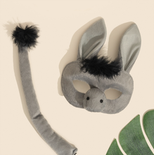Load image into Gallery viewer, Sweida&#39;s Little Safari Deluxe Animal Mask &amp; Tail Set - Donkey
