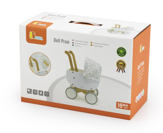 Viga Modern Wooden Doll Pram
