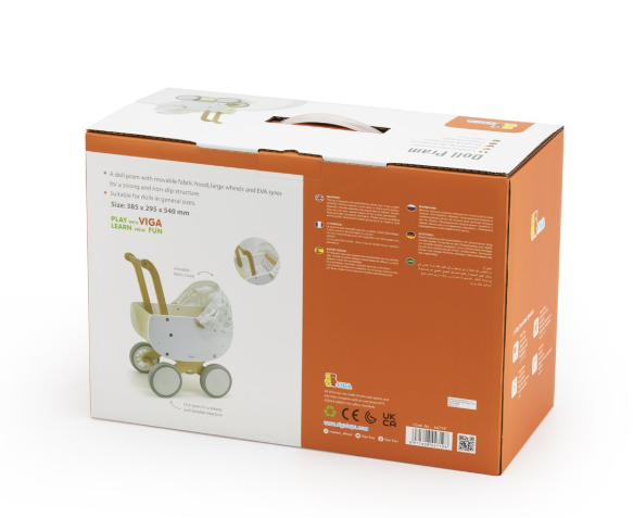 Viga Modern Wooden Doll Pram