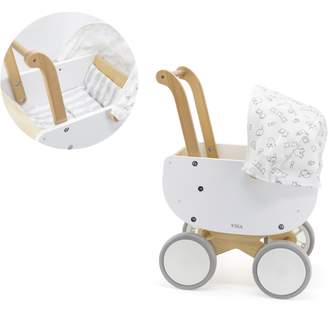 Viga Modern Wooden Doll Pram