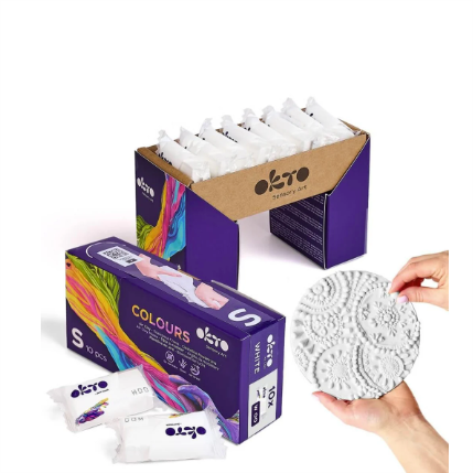 Okto Sensory Art 10pc Air Clay Set - White Art & Craft