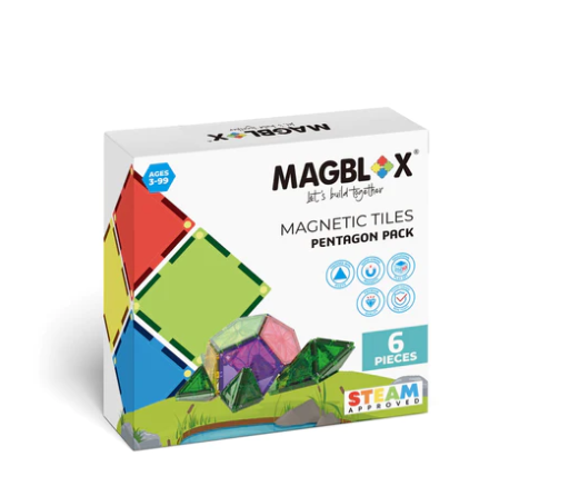 MAGBLOX Magnetic Tiles Pentagon 6pc Pack Construction