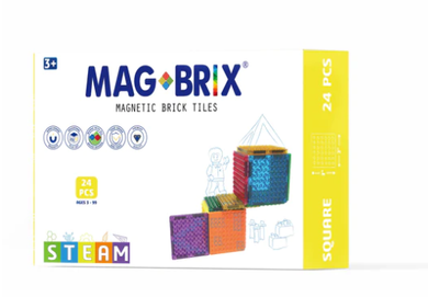 MAGBLOX Magbrix Magnetic Tiles 24Pc Square Pack Construction