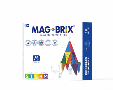 MAGBLOX Magbrix Magnetic Tiles Isoceles T 12pc Construction