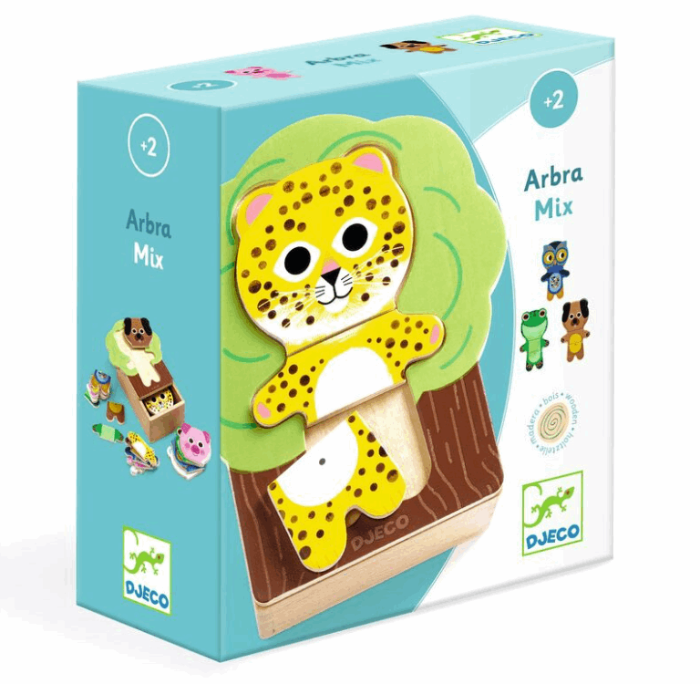 Djeco Animal Arbramix Wooden Puzzle Set 18pc Puzzle